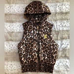 Women Juniors Streetwear Rocawear 2 Sided Cheetah Print Puffer Vest S